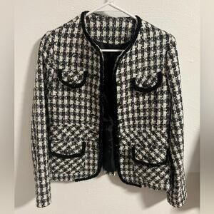 Women's Black & White Tweed Jacket MEDIUM